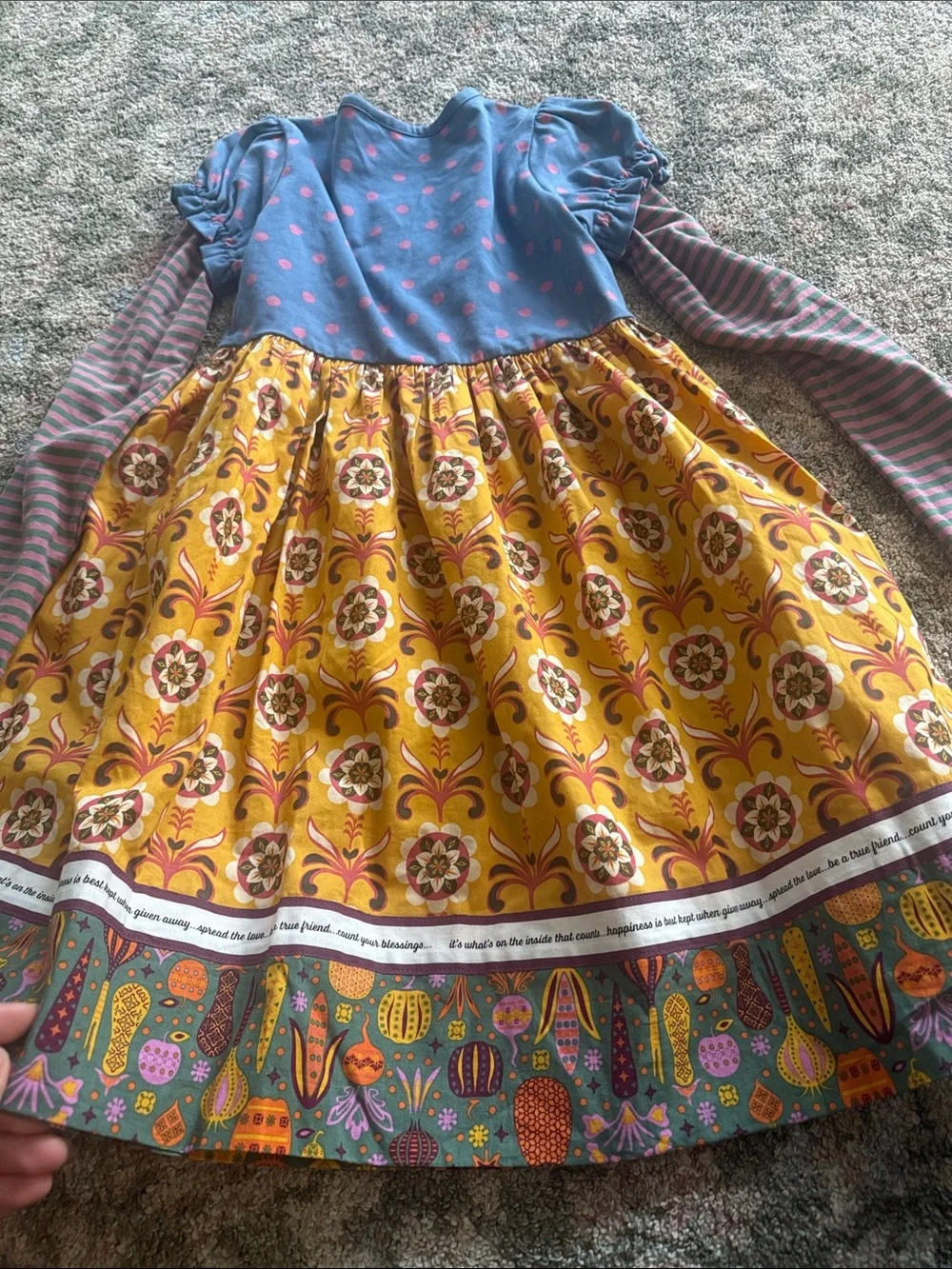 Matilda Jane Long-Sleeve Mixed-Print Dress in Blue, Pink & Mustard size 8